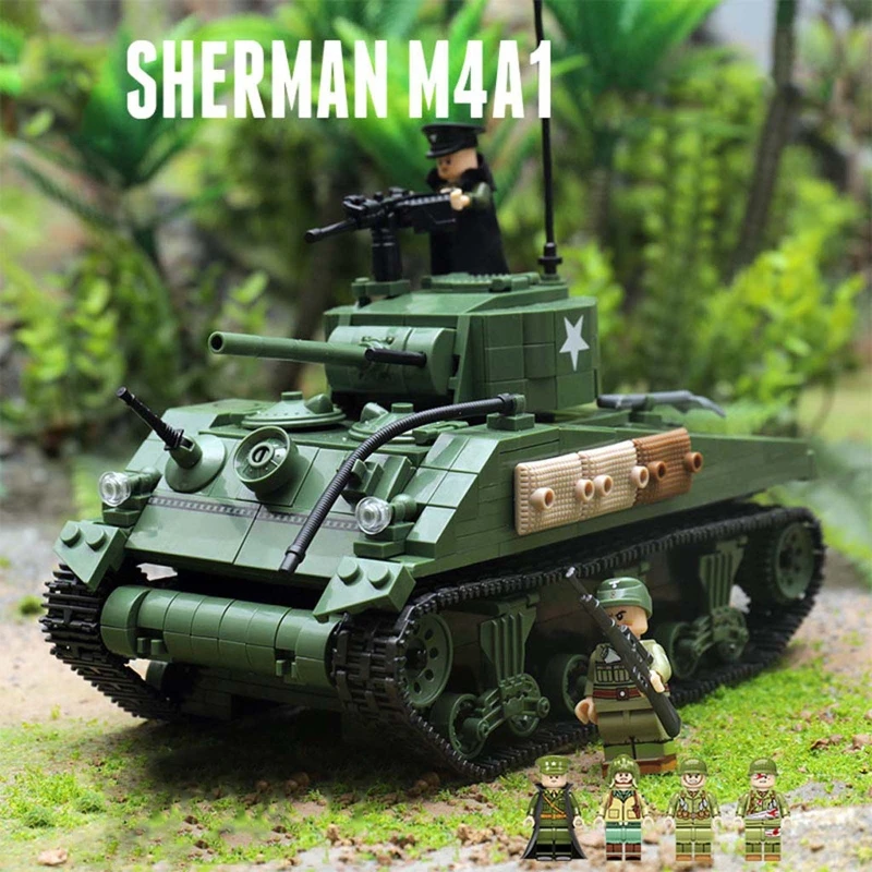 

726pcs M4A1 Military Tank Model Kit Classic Army Building Block Figures for Adults Kids Children Toys
