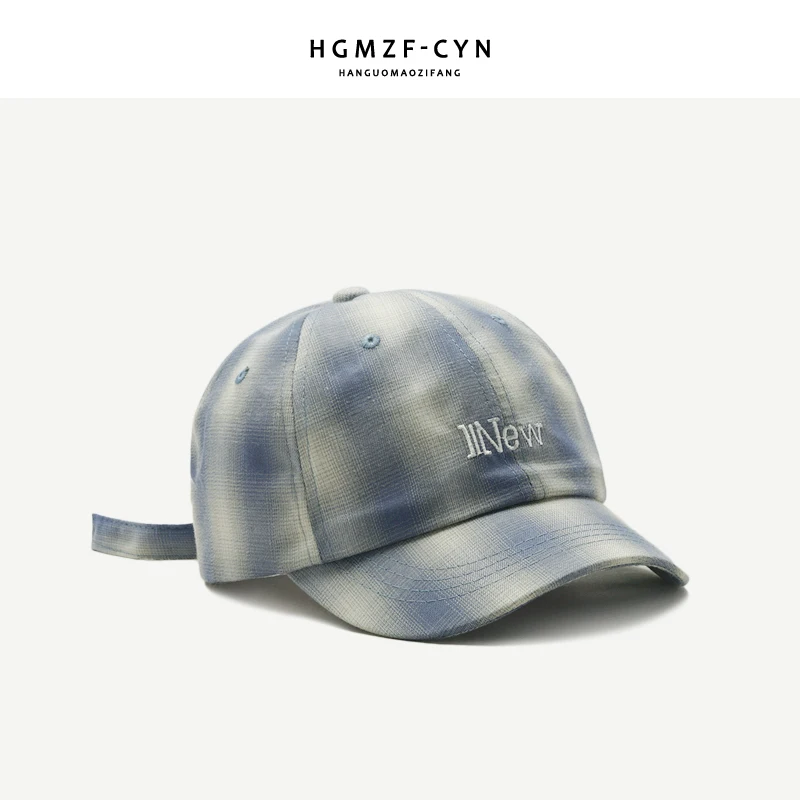 Бейсболки в клетку из хлопчатобумажной ткани с вышитым лозунгом | Аксессуары для