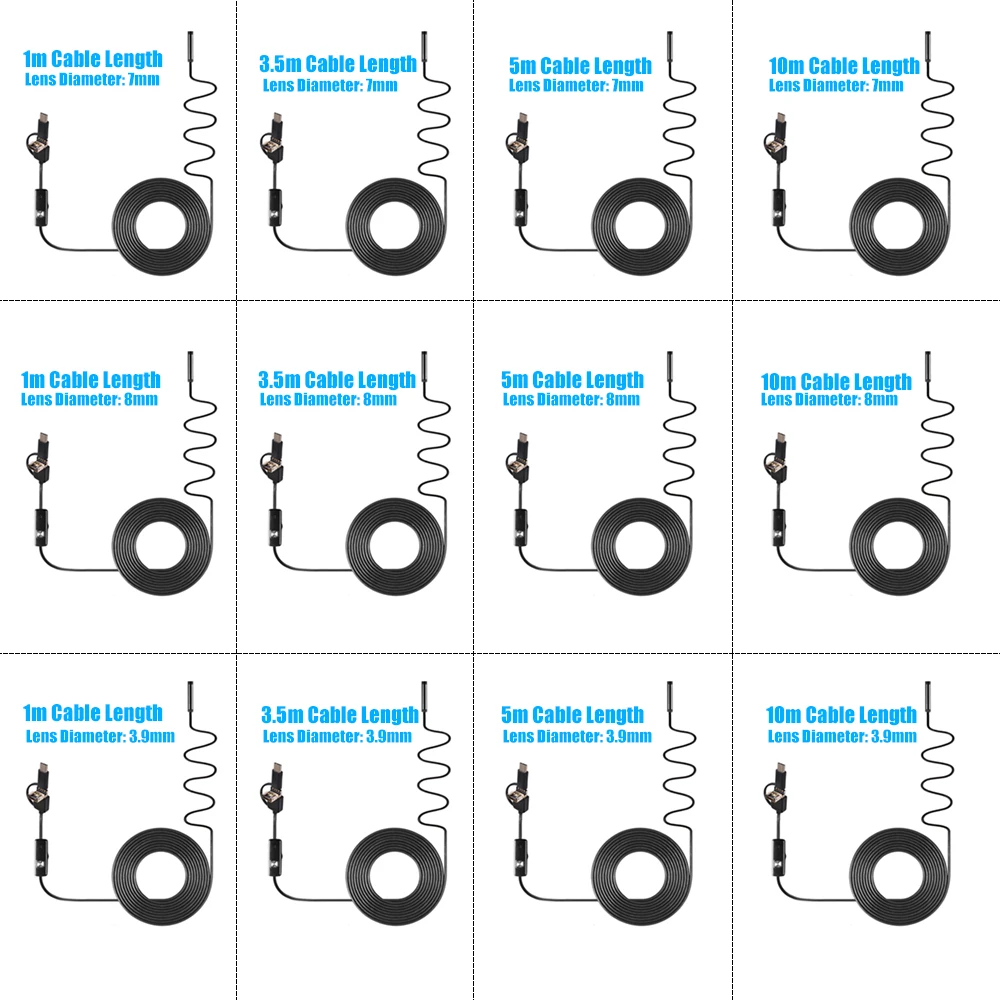 Промышленный эндоскоп бороскоп Камера Встроенный 6 светодиодов IP67