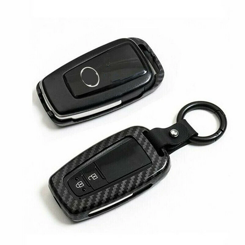 

Carbon Fiber Look Smart Key Holder Steel Case Cover for Toyota Corolla 2019-2020