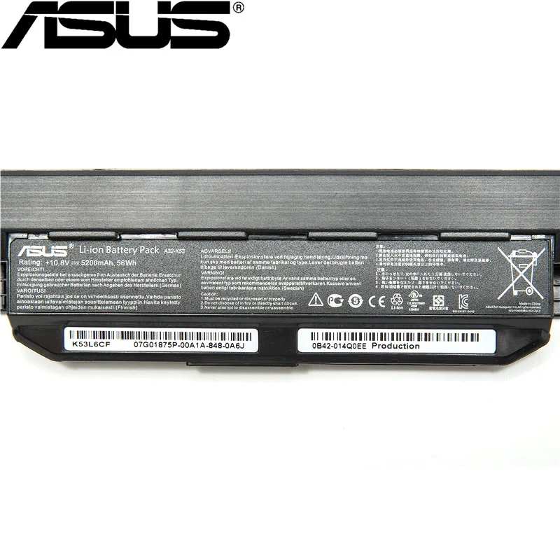 ASUS оригинальные A32-K53 5200 мАч для Asus A32 K53 A42-K53 A31-K53 K53 K53E X54C X53S X53 K53S X53E X54H A43 A43J A53J A53 K43 K53