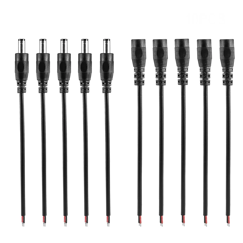 

1/5pcs DC Power Pigtail Cable 5.5mmx2.1mm Male Female Jack Plug Connector Wire For LED Strip Light Solar Panel Power Adapter