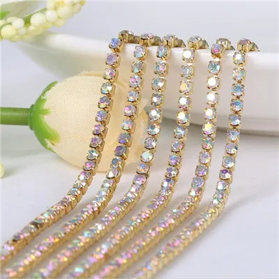 Crystal AB Аксессуары для обуви Швейные модные Кристаллы Свадебные Стразы цепи для DIY свадебные вечерние платья - Цвет: Crystal AB