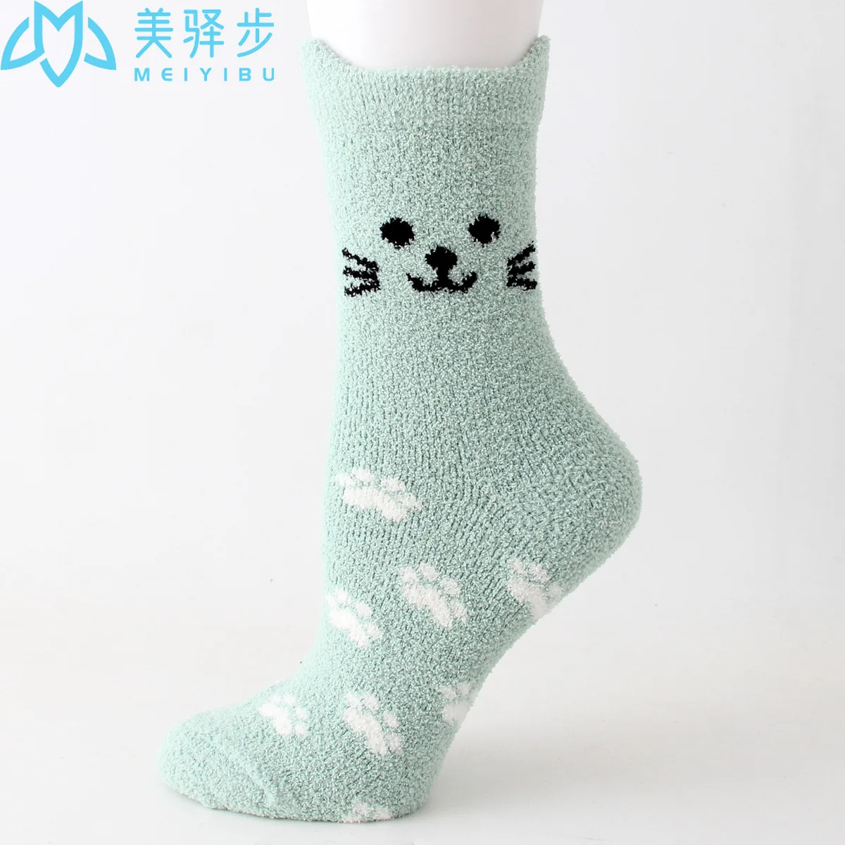 12 Pcs Per Set Winter New Cat Coral Velvet Socks Japanese Cartoon Cute Thick Warm Socks for Girl