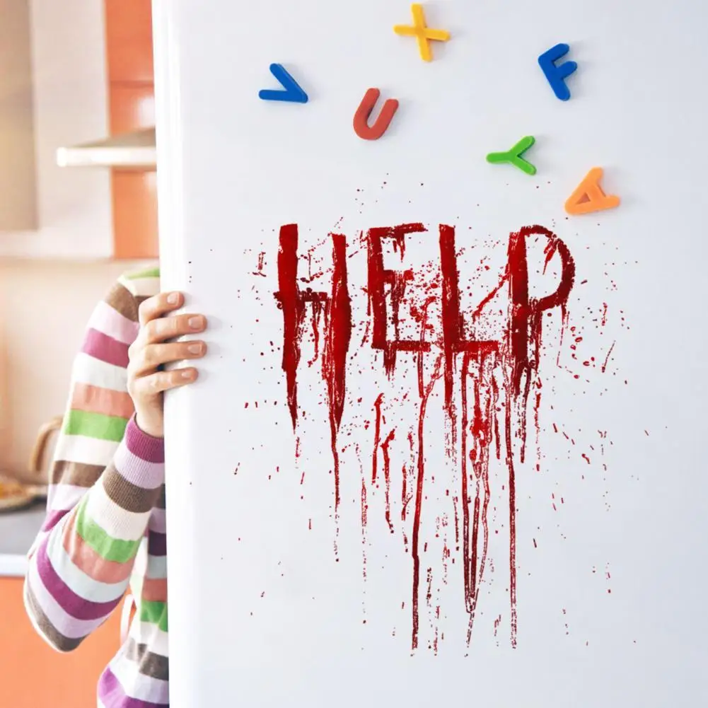 

Halloween Horror Theme Wall Sticker Personality Creative Bloody Help Signal Glass Sticker Home Holiday Decoration