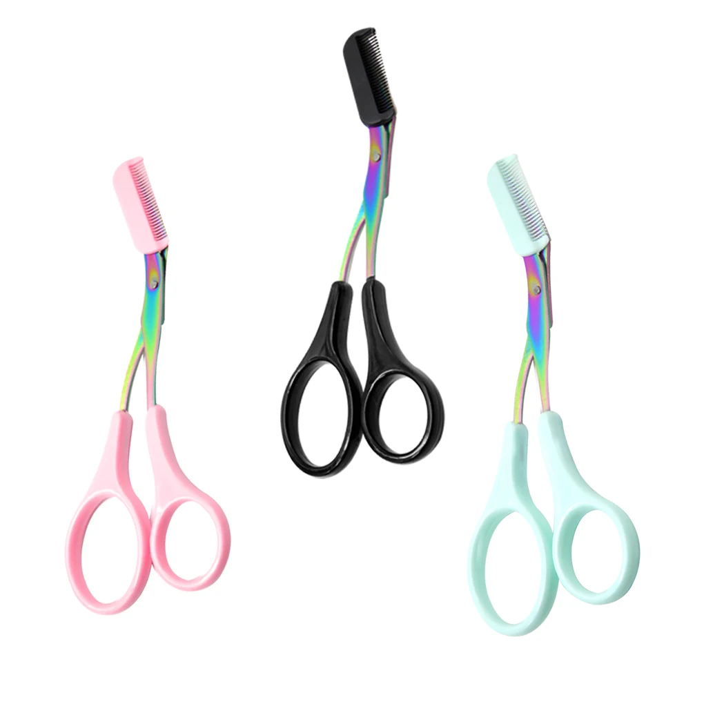 

Eyebrow Trimmer Scissors Stainless Steel Washable Shaver With Comb Removable Eyelash Hair Remover Shaver Cutter Color Titanium