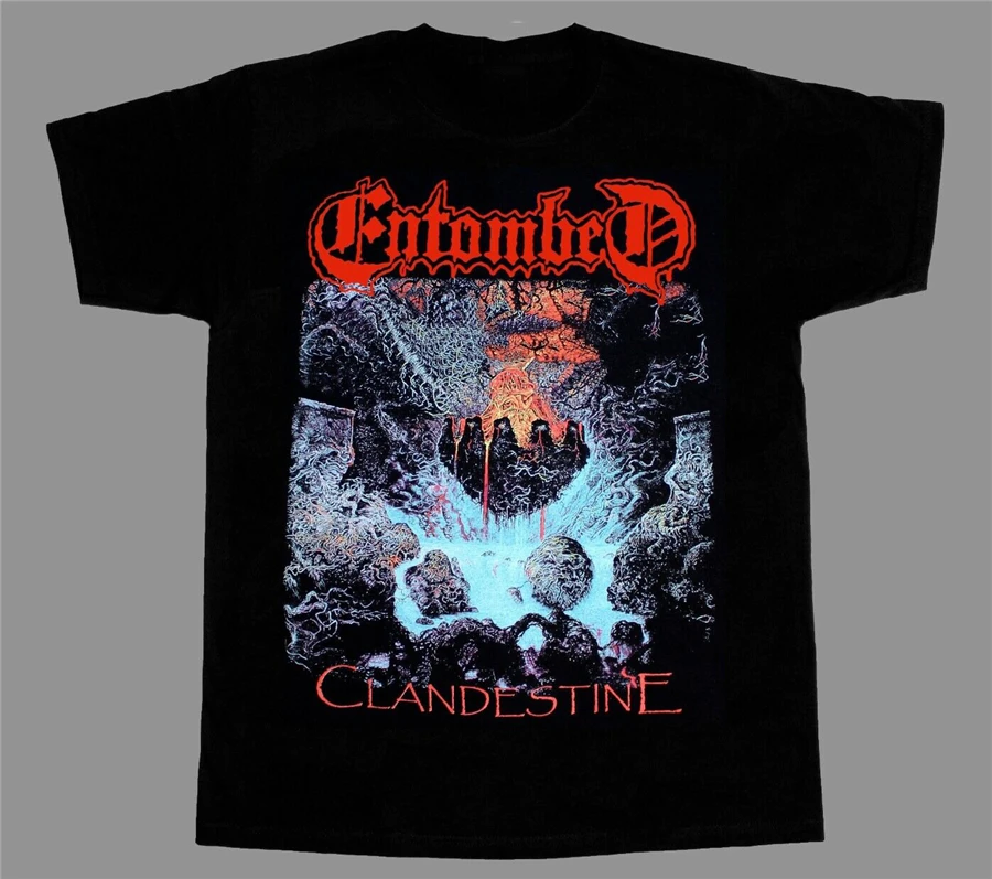 Новая Черная футболка с длинными рукавами Entombed в стиле Харадзюку модная