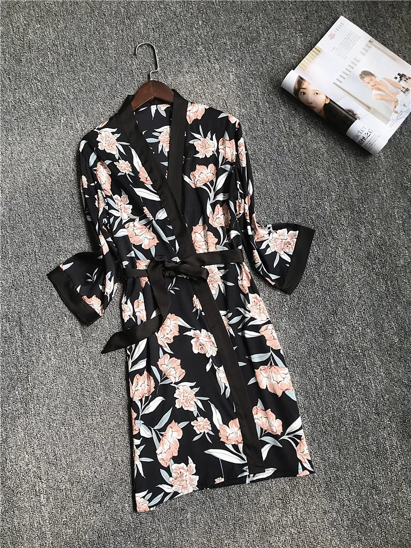 Женское кимоно с v образным вырезом ночная рубашка на весну и лето|Халаты| |