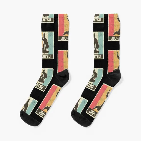

Jiu Jitsu Vintage Crew Socks Cotton Autumn Funny Cute Pattern Unisex Short Cartoon Sports Winter Breathable Women Girls Black