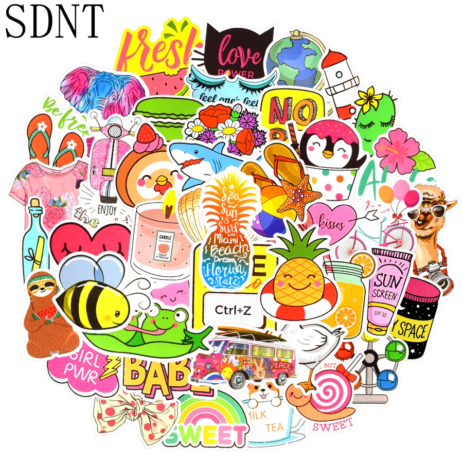 100 шт. водонепроницаемые наклейки для ноутбука чемодана гитары холодильника -