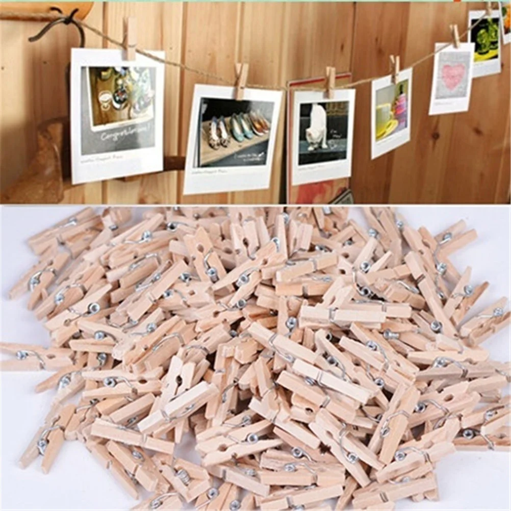

50pcs Mini 2.5cm Small Clothespin Natural/Colorful Wood Miniature Clip Art Craft For Photo Clip Craft Decoration Clip