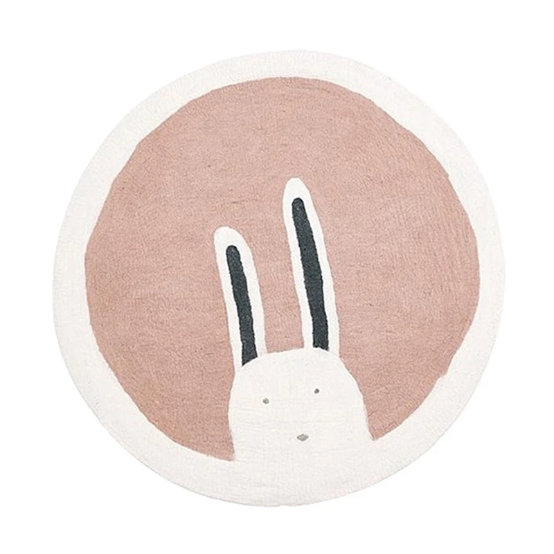 

Baby Play Mat Crawling Carpet Kids Room Floor Rugs Round Cartoon Rabbit Game Pad Playmat Children Bedroom Nursery Decor