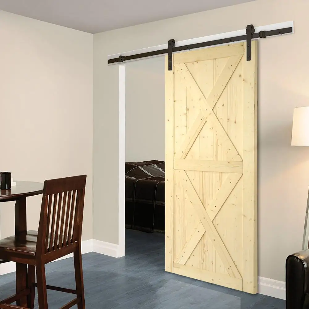 

KINMADE 1-1/2in x 42in x 84in DIY Sliding Barn Door Unfinished Solid Pine Pre-Drilled Ready to Assemble one kit 5 styles