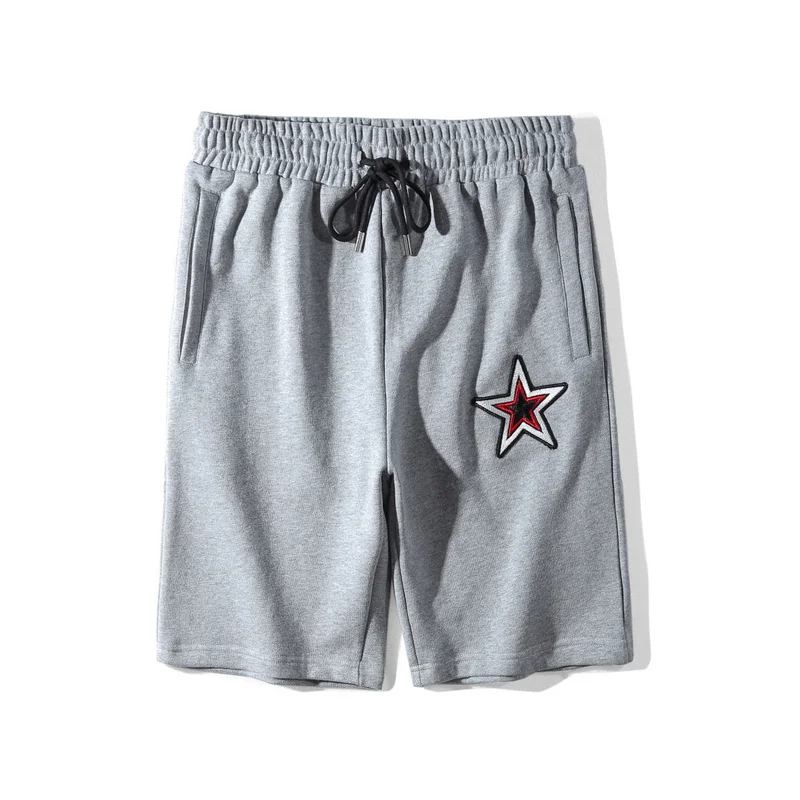 

New Novelty high Men Comfortable Classic embroidery stars Skateboard Street Cotton Casual Shorts Kanye Hip-hop Parkour #L69