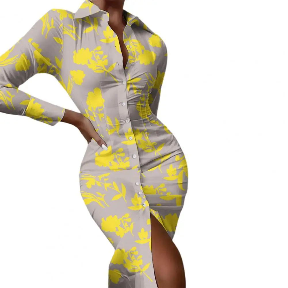

2021 Temperament Women Shirt Dress Stripe Print Single-breasted Elegant Slim Waist Tied Lapel Dress for Party Skinny