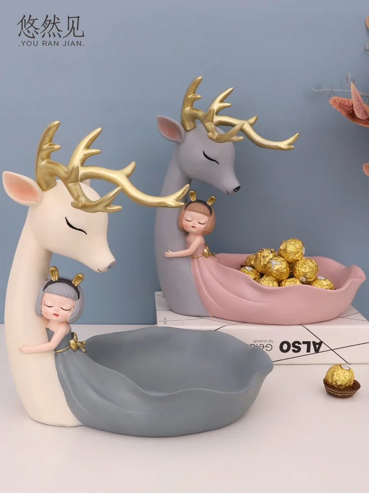 

Пластина для хранения данных Elk в скандинавском стиле, роскошное украшение для хранения конфет в крыльце, креативное домашнее украшение, ук...