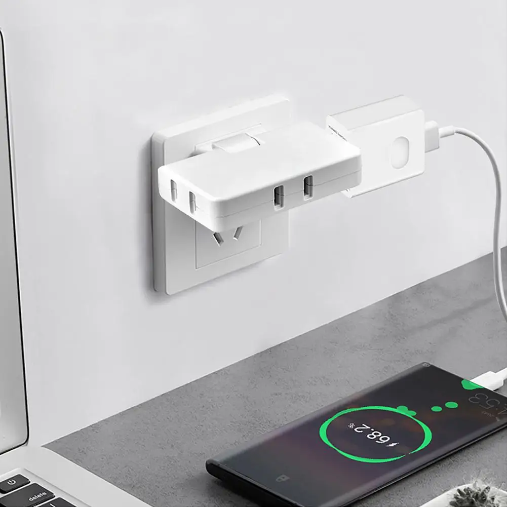 Удлинитель для настенной розетки 3-ходовой разветвитель 2-зубчатый вращающийся