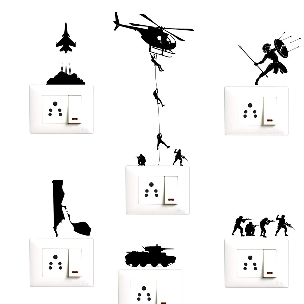 

Decopix Army Adventure, Helicopter, Gun, Decorative Wall Sticker Combo Pack for Switch Panel Board, Laptop, PVC Vinyl -Set of 6