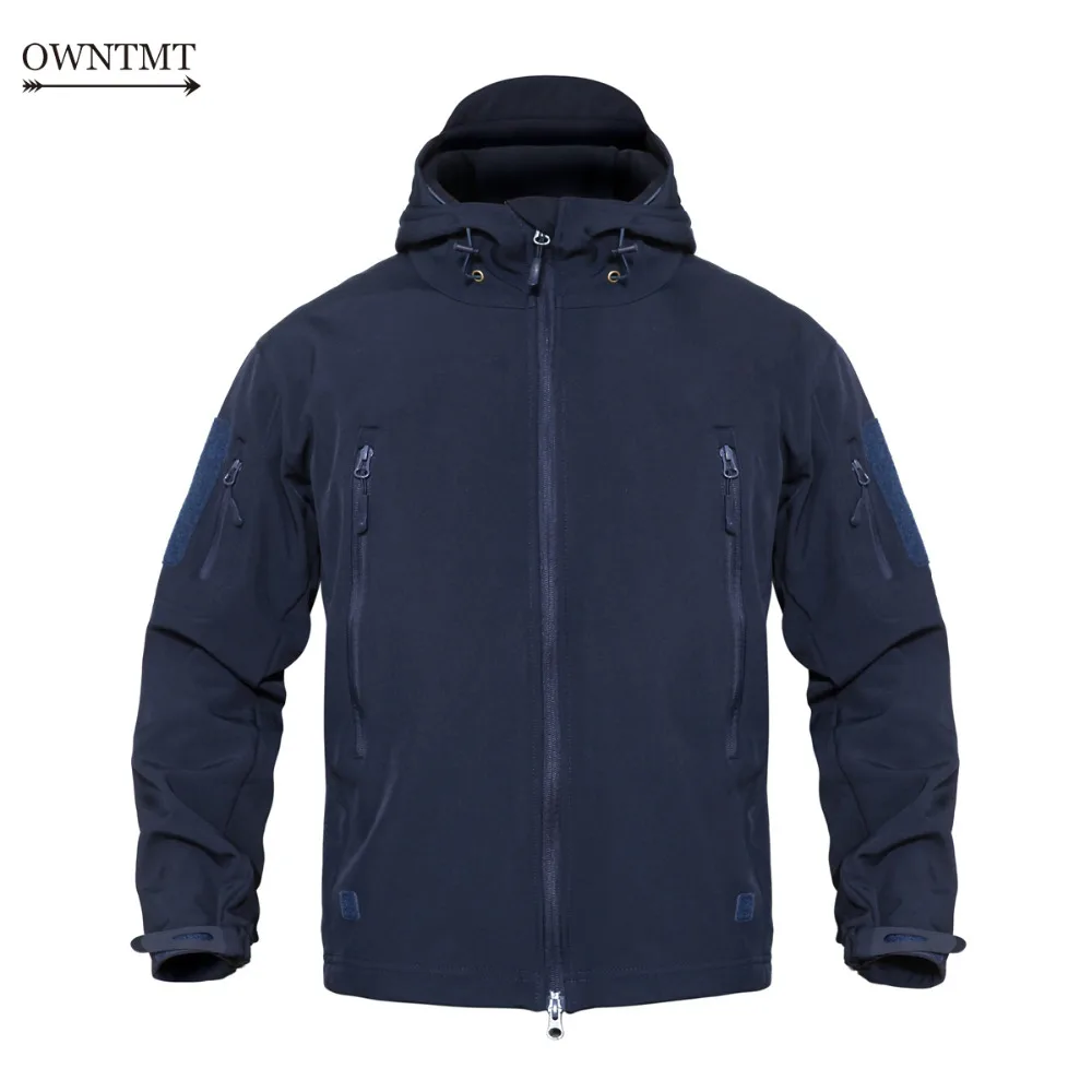 Мужская водонепроницаемая куртка в стиле милитари темно-синяя тактическая с