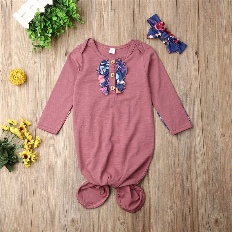 0-6 Months Newborn Baby Sleeping Bags Floral Girls Swaddle Blanket Wrap+Headband Cotton Set | Мать и ребенок