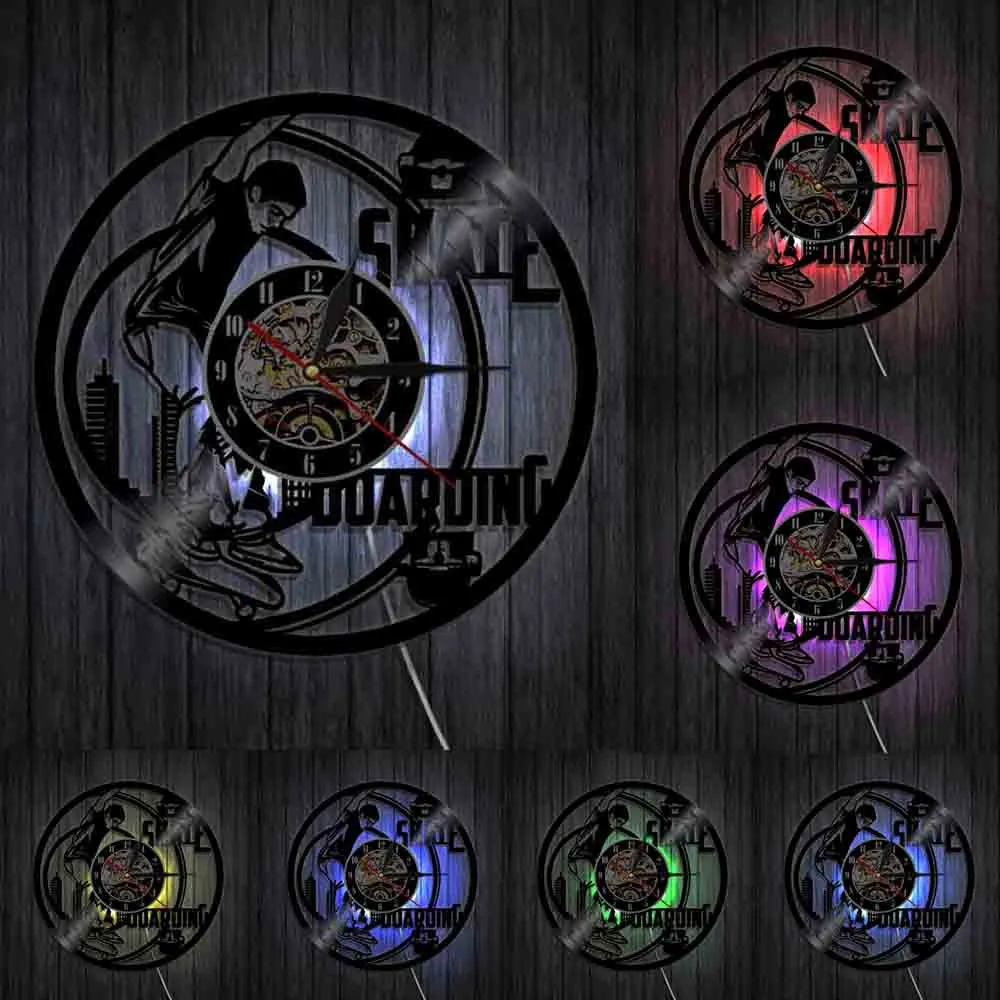 Настенные часы для скейтборда тихие дизайнерские настенные с виниловой