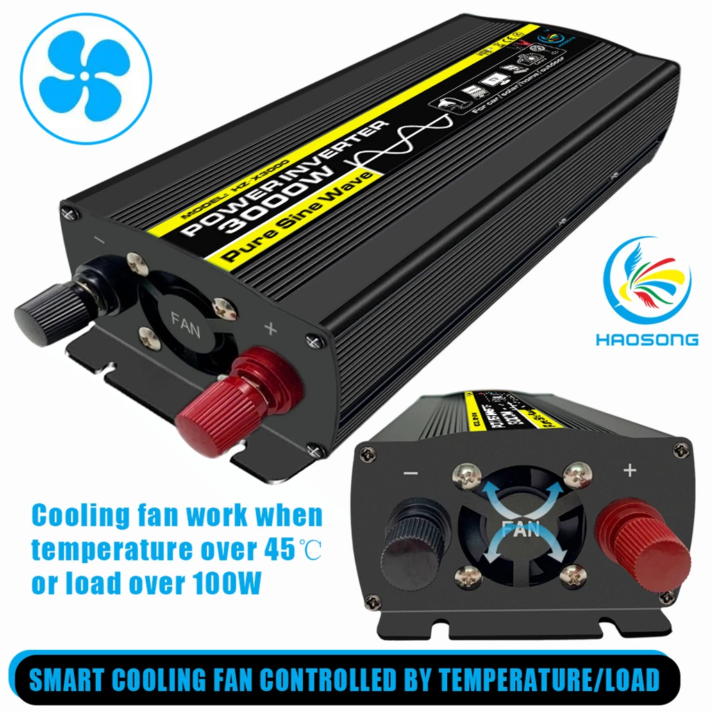 Инвертор немодулированного синусоидального сигнала HAOSONG пиковая мощность 3000 Вт