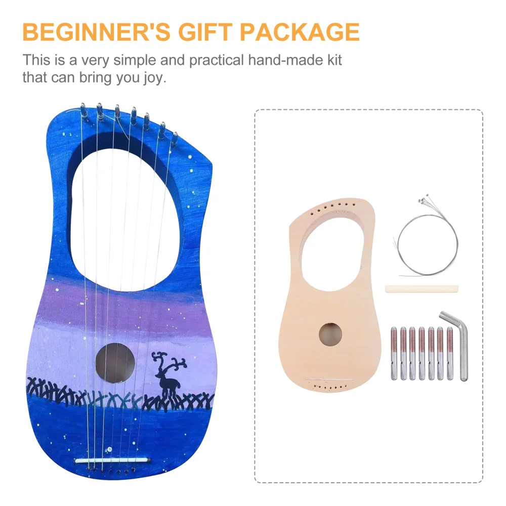 

1 Set Lyre Harp DIY Kit Funny Children Fun Art 7 String Instrument