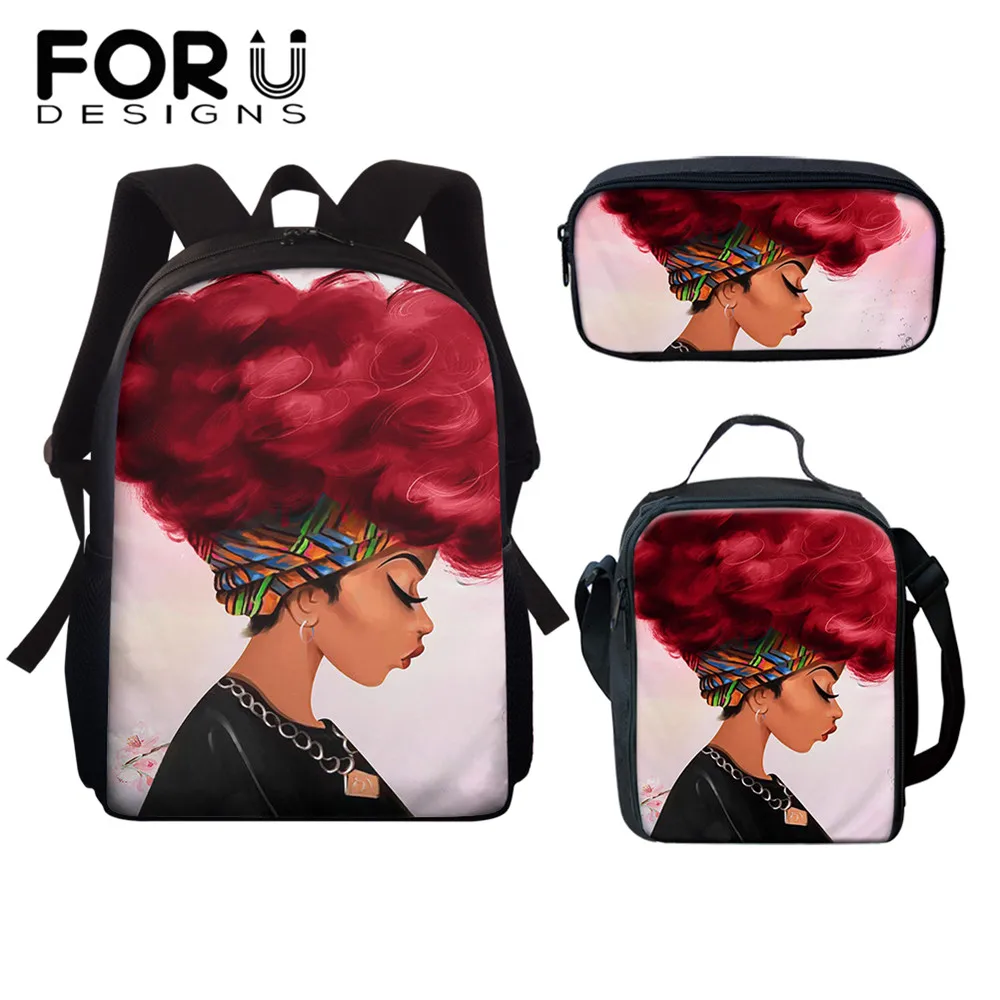 

FORUDESIGNS 3 шт./компл. студенческий рюкзак 2021, популярный рюкзак для африканских девушек, рюкзак для девочек с узором для детей, для начальной шк...