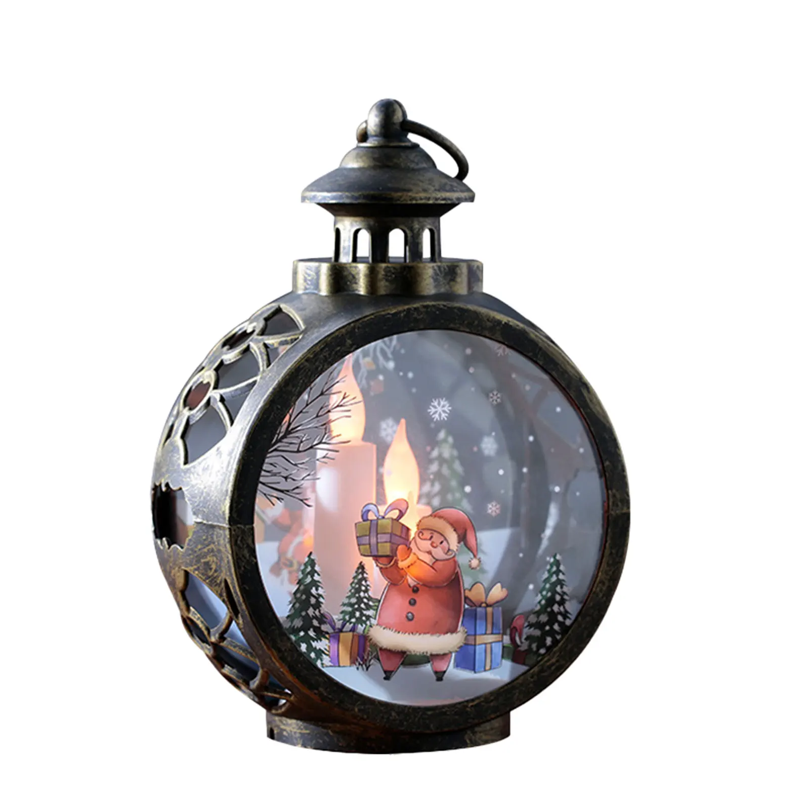 Christmas Lantern Warm White LED Candle Hanging Night Light Ornament Tabletop Gift Party Home Decor Santa Claus Vintage Holiday | Лампы и