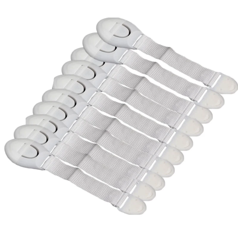 Cerradura de seguridad para beb&eacute;, cerrojo de protecci&oacute;n para puertas de caj&oacute;n, cerraduras de armario de pl&aacute;stico de Color blanco, 10 unids/lote-2