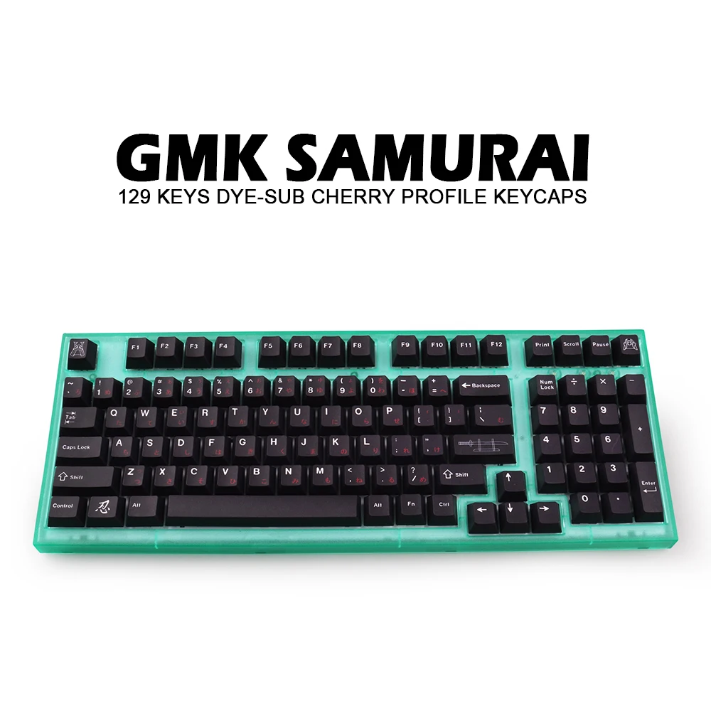 

Черные колпачки для клавиш PBT GMK Samurai, колпачки для клавиш с профилем вишни для MX Switch, механическая клавиатура, японские колпачки для клавиш