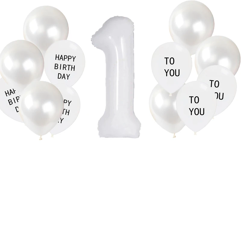 

13 шт. 40 дюймов белый номер Фольга воздушными шарами для малышей на день рождения праздничные украшения: воздушные шары набор детского дня ро...