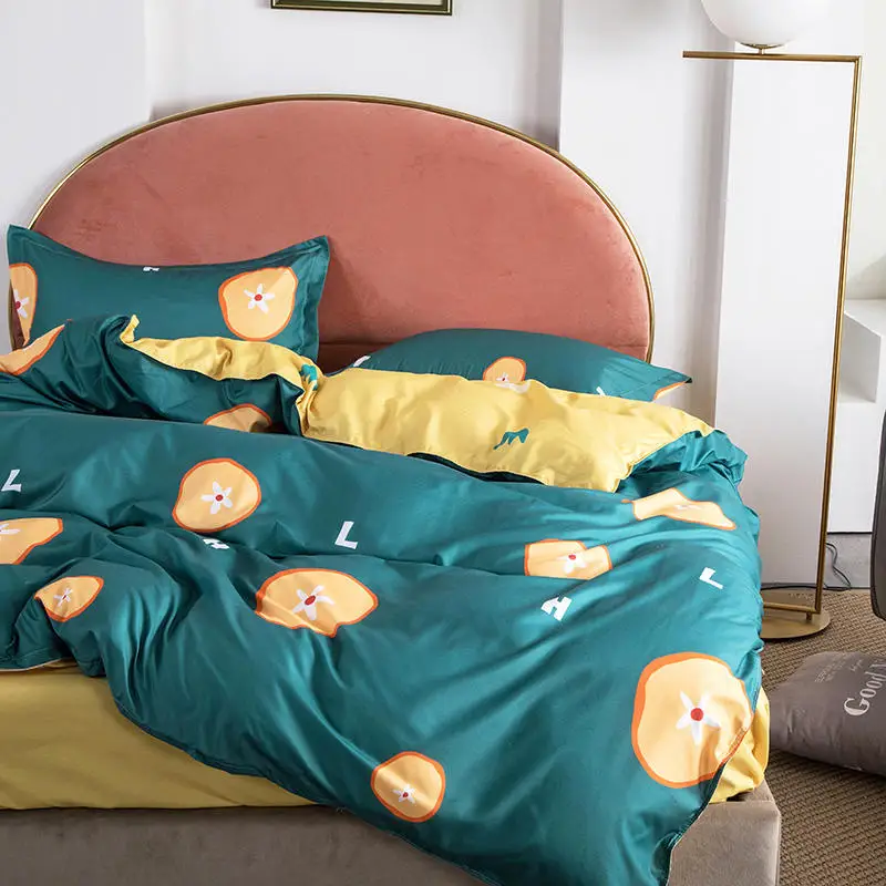 

4pcs Bedding Set Cartoon Bed Linen Euro Printed Flat Sheet Princess Bedspread Bed Cover Duvet Cover Set King Queen Size Bed Set