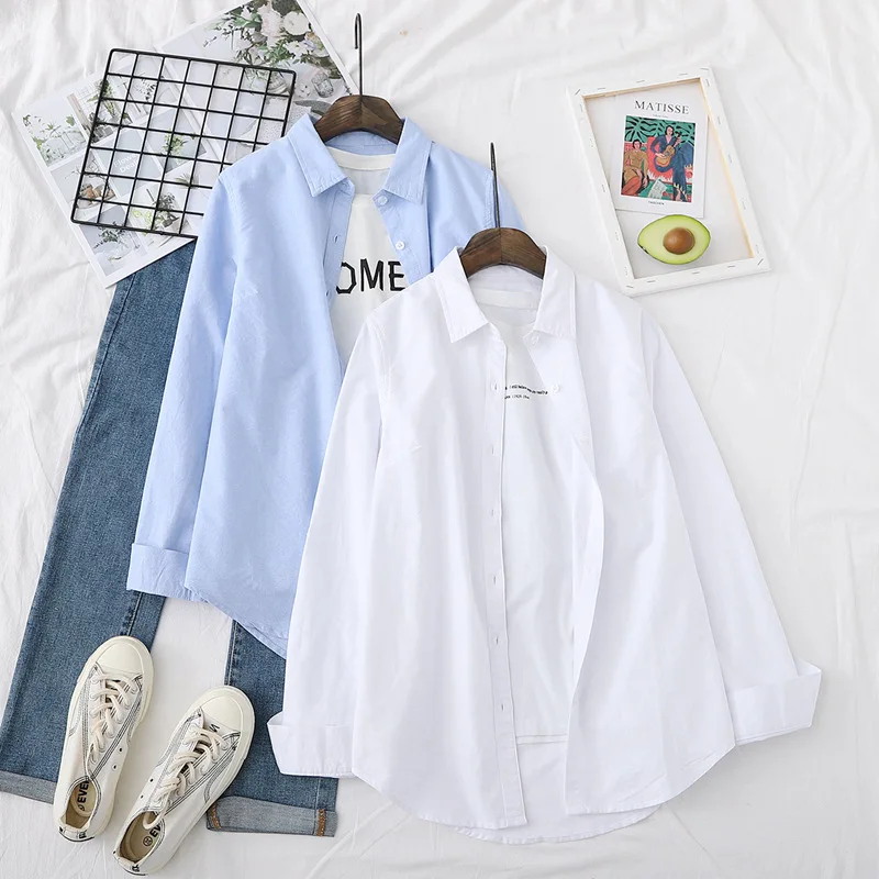 

Woman 2021 clothing top Summer Solid color shirt casual joker simple Blouses long sleeve bottoming chemise femme roupas feminina