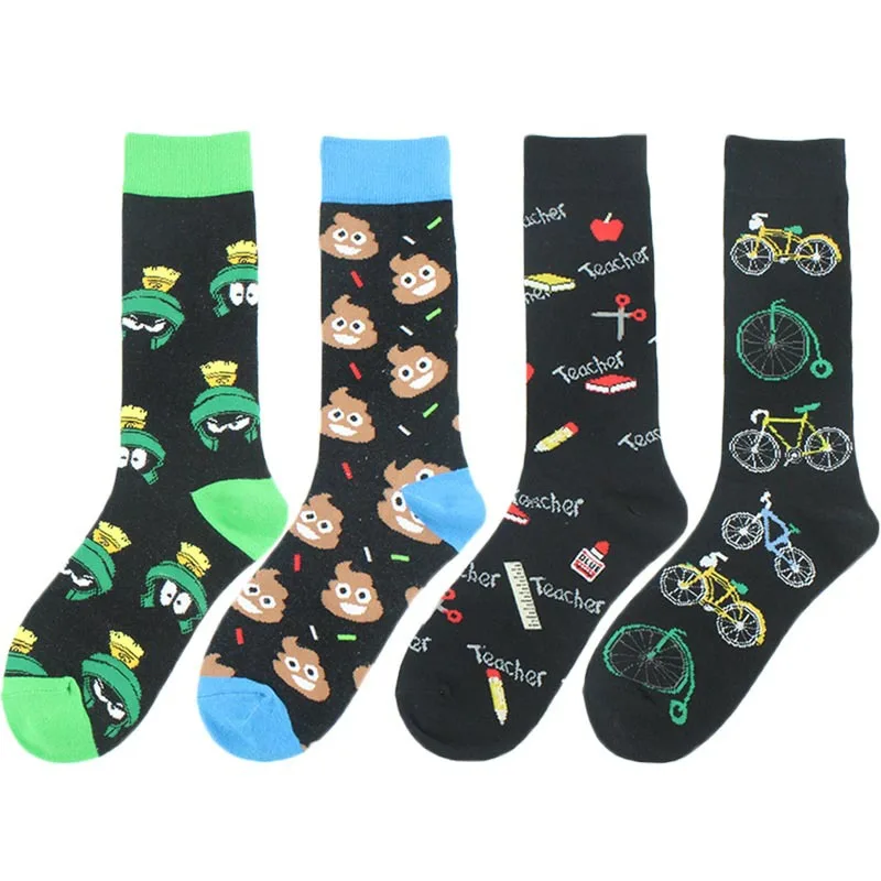 Adult Cotton Dark Colour Socks Ink Ruler Pencil Apple Wheel Knee High New Happy Poop Street Skateboard Crown Ninja Craze Teacher |