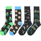 Носки темные хлопковые для взрослых, с чернильной линейкой, до колена, с колесиком яблока, для уличных скейтбордов