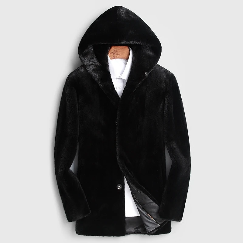 

Real 2020 New Fur Coat Men Natural Mink Fur Jacket Winter Warm Mens Mink Coat Hooded High Quality Parka Z04-3 KJ2026