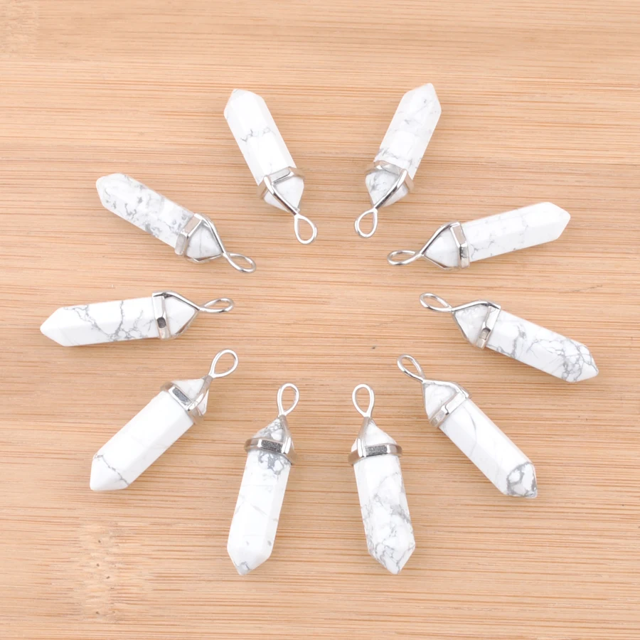 Оптовая продажа 10 шт./лот натуральный драгоценный камень белый бирюзовый кулон в