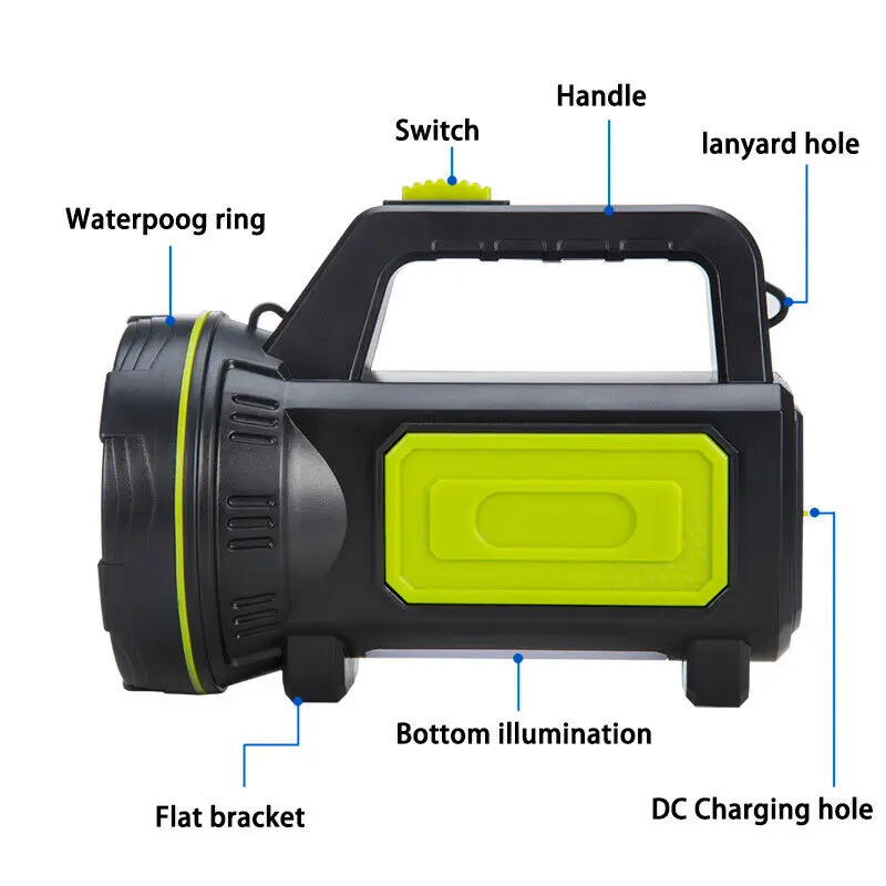 

Super Bright Led Flashlight Spotlight Searchlight Rechargeable LED Work Light Portable Hand Torch Security Spotlight Camping Lam