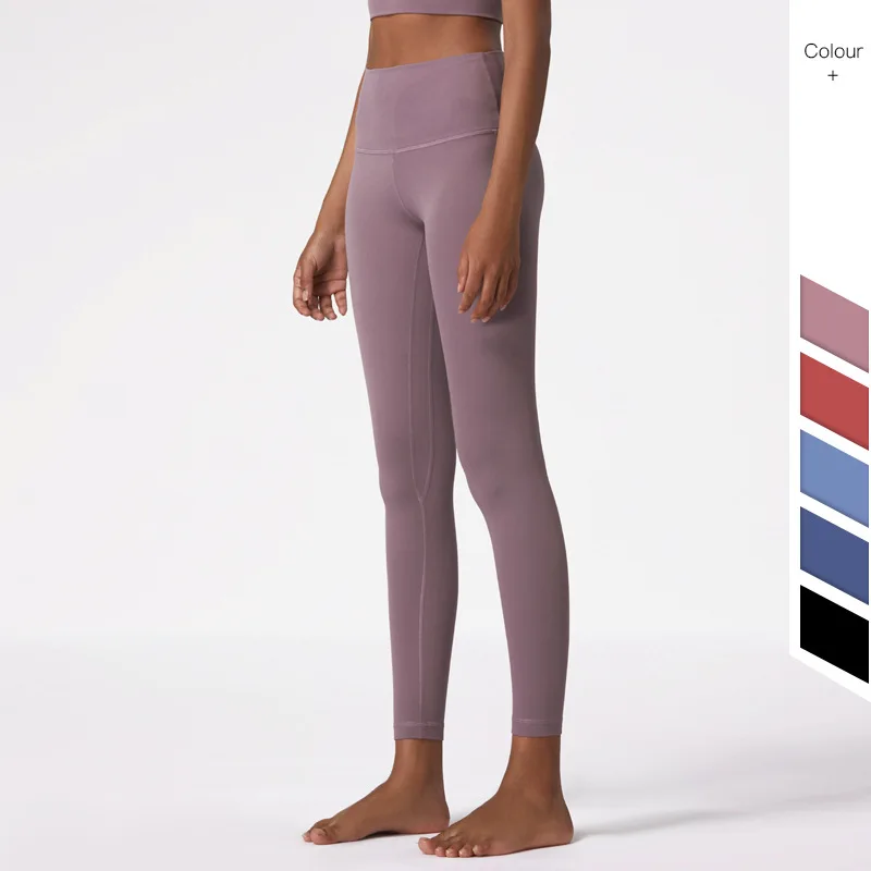 Женские штаны для фитнеса и йоги однотонные бесшовные мягкие леггинсы с высокой