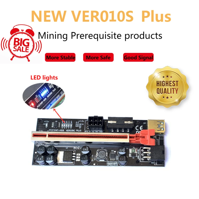 Новейший VER010S USB 3.0 PCI-E Райзер VER 010S Экспресс 1X 16x адаптер карта SATA 15Pin на 6 Pin питания |