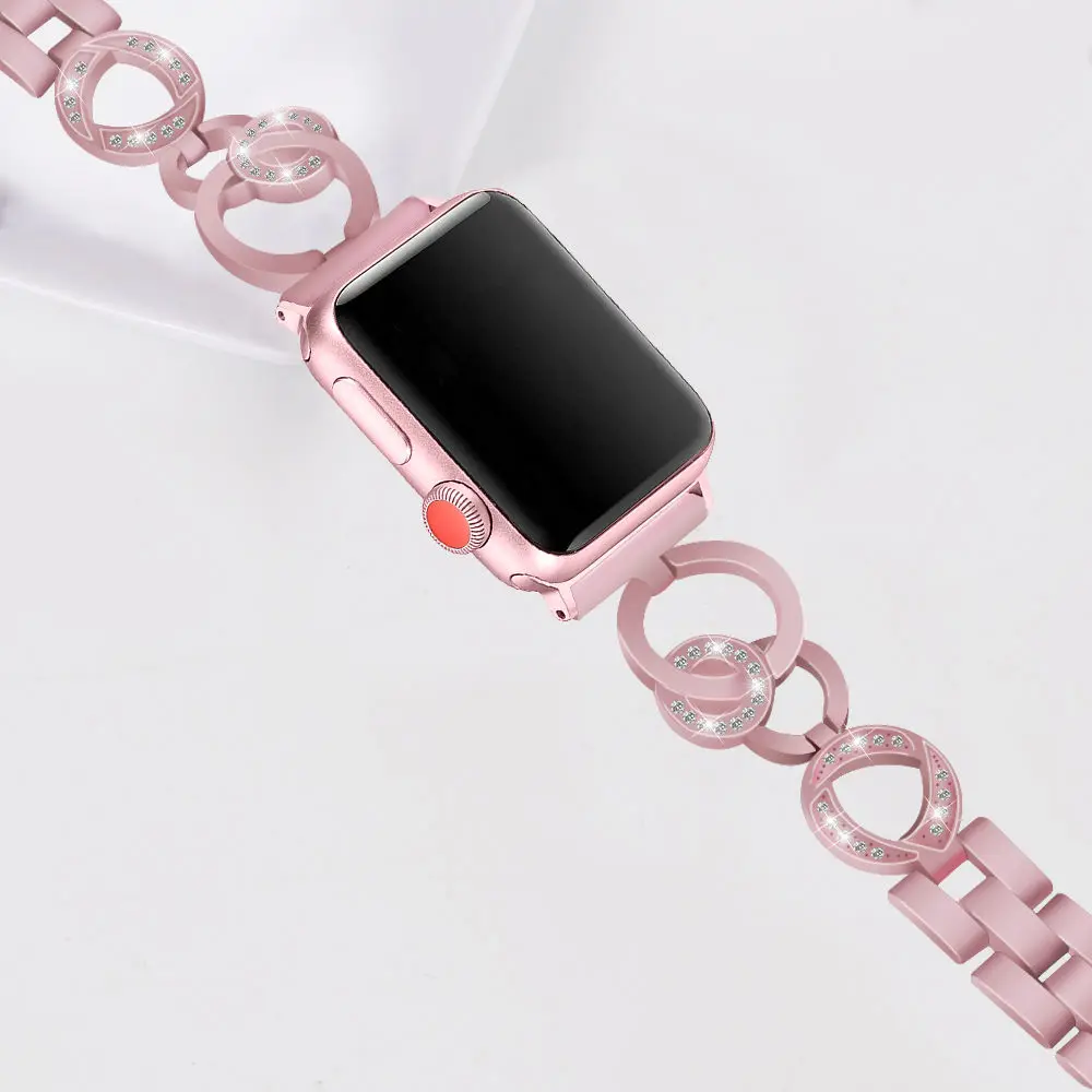 Новые бриллиантовые часы ремешок для Apple watch 38 мм 40 42 44 браслет женский из