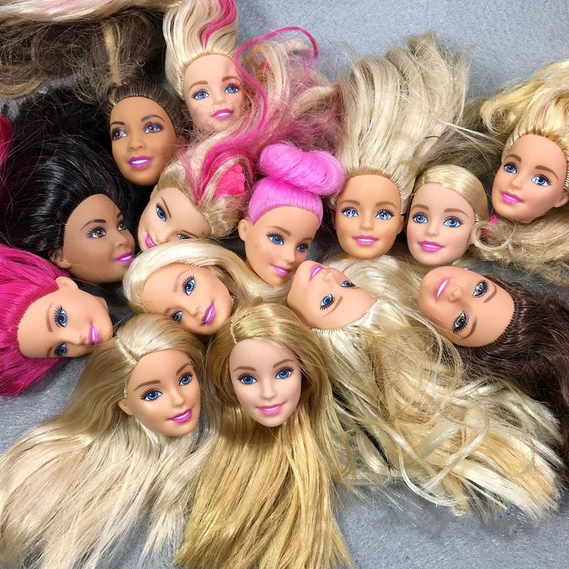 1-10Pcs Fashion Style Perfect Doll Heads Silver Hair Jute Red Hair Doll Accessories Girl DIY Dressing Princess Toy Doll Heads