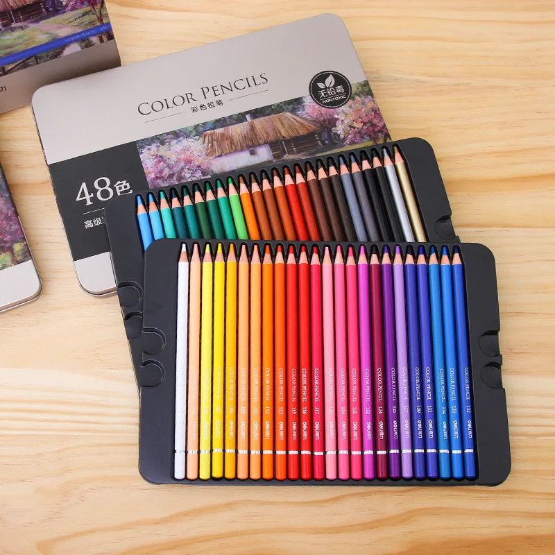 

Oil 24/36/48/72 Colors Colored Pencil Wood Graffiti Iron Box Fill Pen Advanced Colored Lead Painting Sketch School Supplies