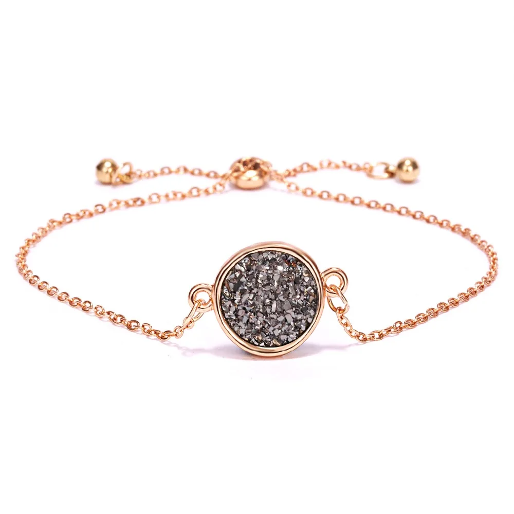 Rinhoo Кристальный браслет Простой Круглый кластерный браслет для женщин Bling натуральный камень браслет ювелирные изделия вечерние аксессуары