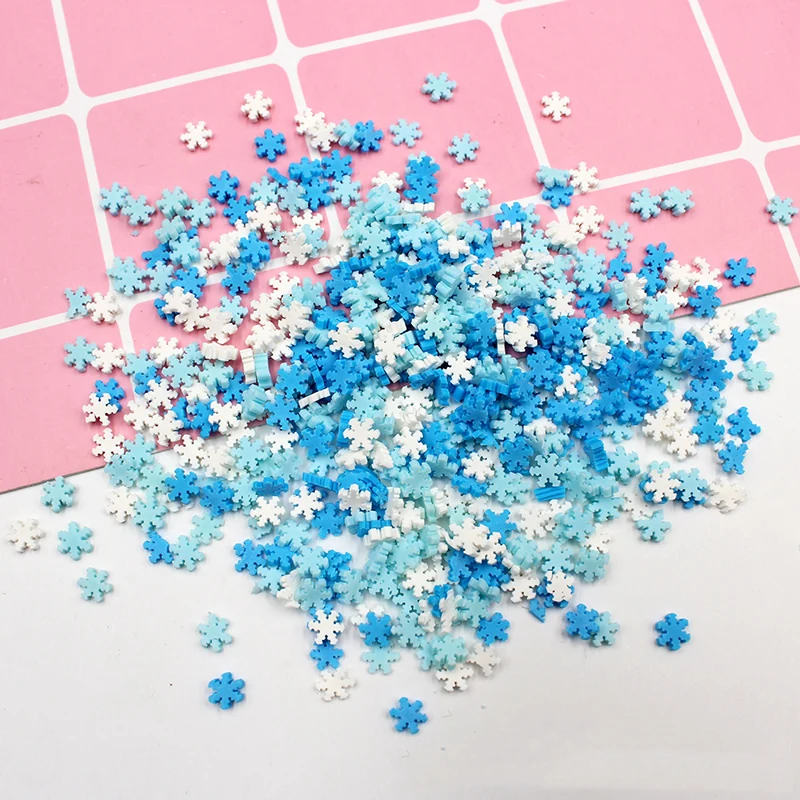 mixed color 50 г/лот Снежинка Fimo Полимерная Горячая глина разбрызгивает Красочные для рукоделия пластиковые klei крошечные милые слизи частицы грязи синий белый снег - Цвет: mixed color