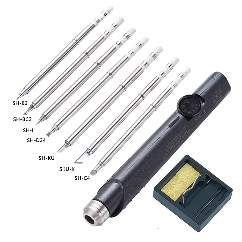 

SH72 Soldering Iron65W Mini Electric Soldering Iron12-24V Adjustable Portable Solder Welding Station Input 220-400 Degree T12