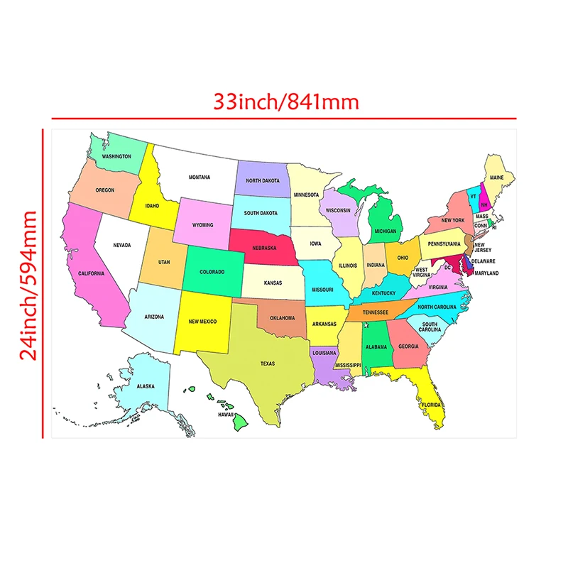 The Map of United States  In English 84*59cm Wall Art Poster Canvas Painting for Living Room Home Decoration School Supplies images - 6
