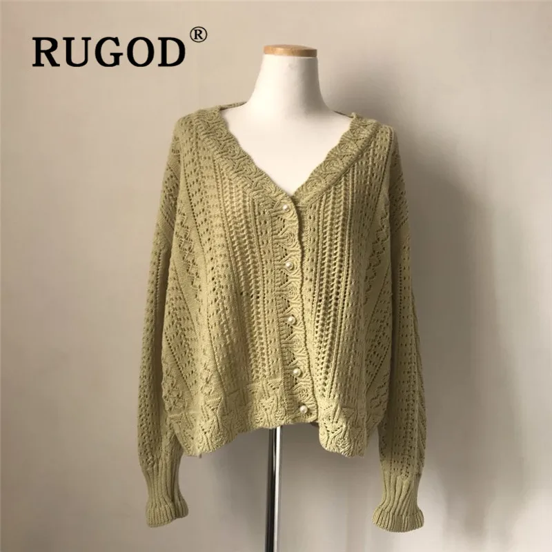 Женский кружевной кардиган RUGOD ажурный в Корейском стиле с цветочным узором