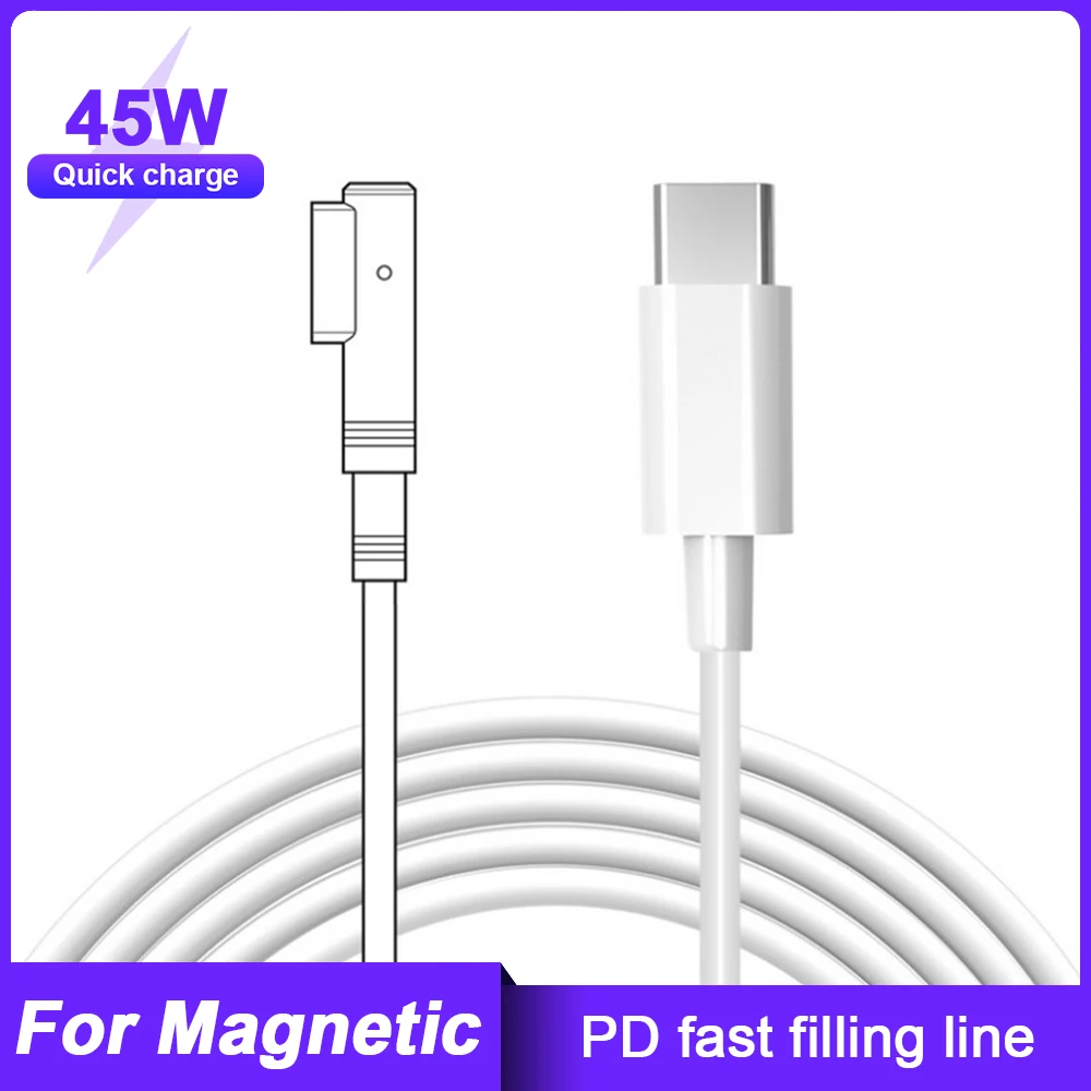 

USB C Type C Femal for Magneti 1 2 Cable Cord Adapter for MacBook Air A1436 A1465A1466 45W 12/13"Charging Converter T LInterface